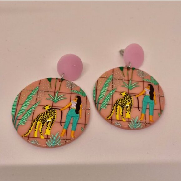 ⭐️✨✨ FREE Leopard Cheetah Peasant Art Hipster Hippie Hip Cat Woman Boho Earrings - Picture 4 of 8
